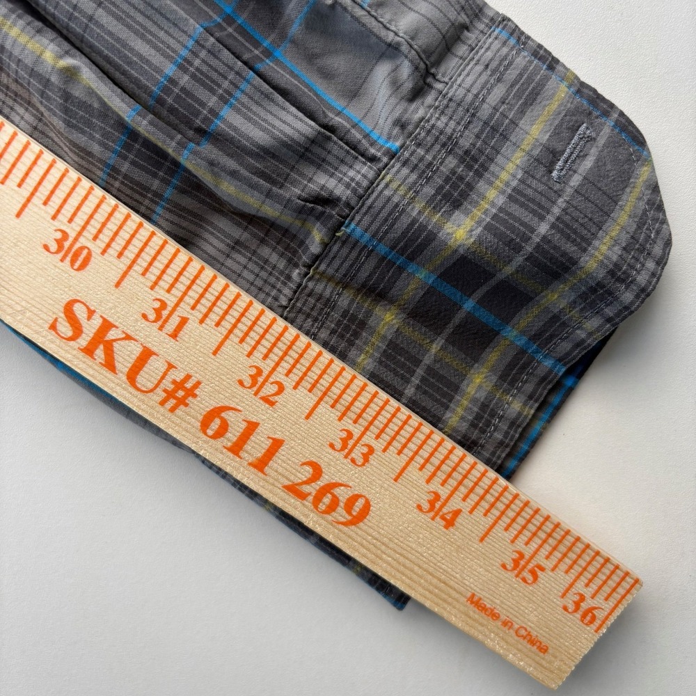 Marmot Men's XXL Plaid Long Sleeve Button Up Shirt Gray Blue‎ Yellow Outdoor - Picture 6 of 9